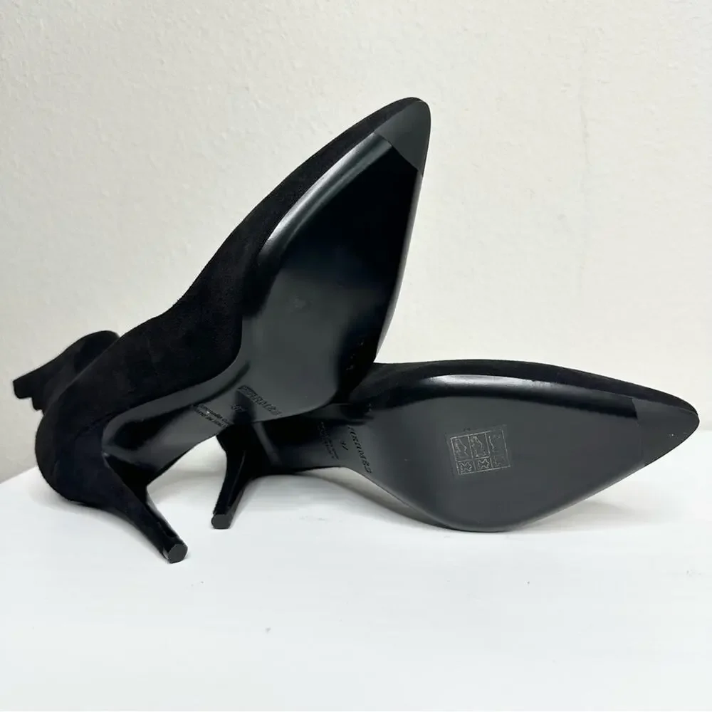HERMES Victoire 90 Pumps Black Suede Heels Size 37 - Picture 6 of 11